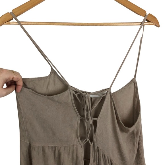 Umgee Women’s Nude Spaghetti Strap Ruffle Tiered Lace Hem Mini Bohemian Dress - Picture 6 of 14